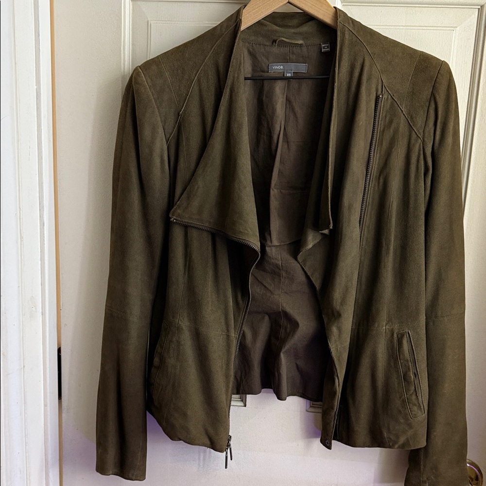 Zara Khaki Leather Jacket